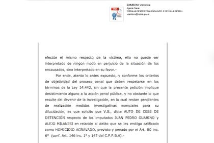 El requerimiento de la fiscalía