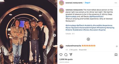 El restaurante Varanasi publicó la visita de Johnny Depp en sus redes sociales