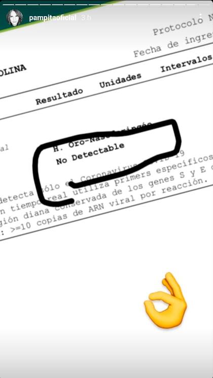 El resultado del hisopado de Pampita Ardohain