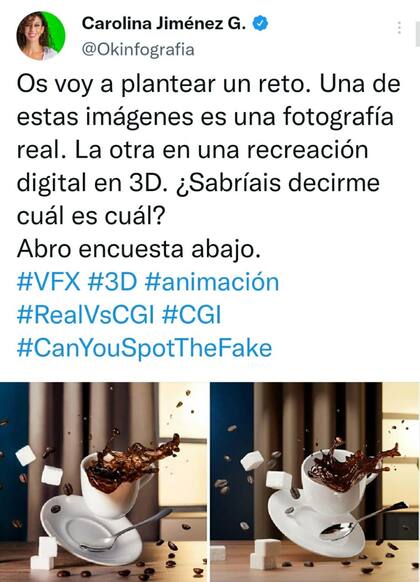 El reto viral que compartió la artista de efectos especiales en su cuenta de Twitter