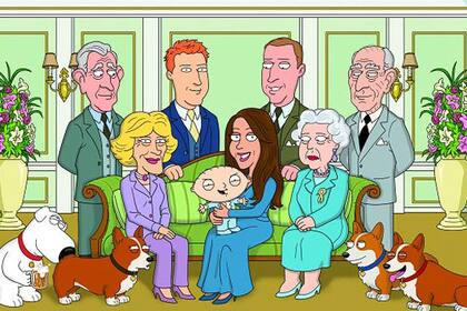 El retrato de la familia real en Family Guy, en el año 2013, cuando todavía Meghan Markle no había ingresado en Buckinham