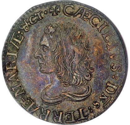 El retrato del segundo barón de Baltimore figura como elemento central de la moneda colonial