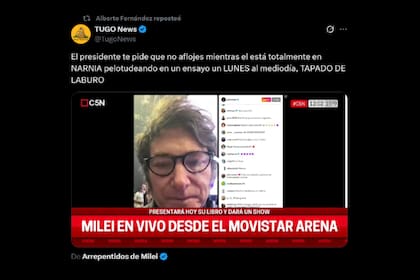 El retuit de Alberto Fernández con críticas a la transmisión en vivo de Javier Milei