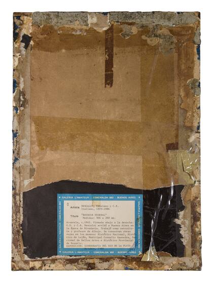 El reverso de la obra detalla su procedencia