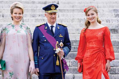 El rey Felipe de Bélgica, la reina Matilde de Bélgica y la princesa Elisabeth de Bélgica, el año pasado