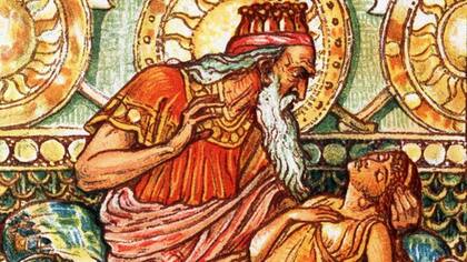 El rey Midas es muy importante en la mitología griega (Ilustración de 1893 de un libro para niños de Nathaniel Hawthorne).