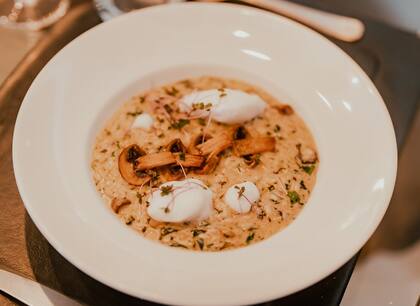 El risotto de hongos y espinaca