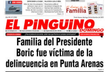 El robo a los padres de Boric, en la portada de un diario local