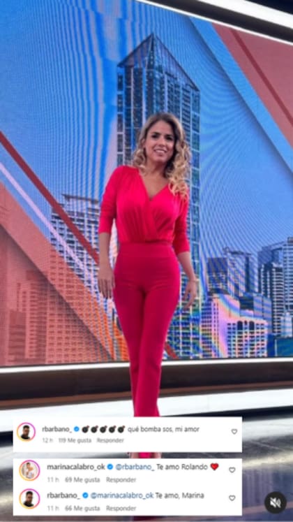 El romántico intercambio de mensajes en Instagram de Marina Calabró y Rolando Barbano (Foto: Instagram @marinacalabro_ok)