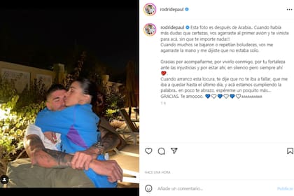 El romántico mensaje de De Paul a Tini tras el partido contra Arabia Saudita (Foto: Instagram @rodridepaul)