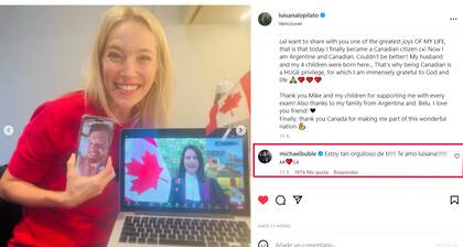 El romántico mensaje de Michael Bublé en el posteo de Luisana