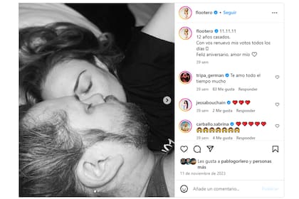 El romántico posteo que hizo Flor Otero en 2023 celebrando un nuevo año de casados