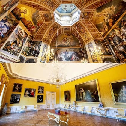 El salón Oranjezaal y el Salón del baile (Foto: Instagram @queen.maxima / @koninklijkhuis)