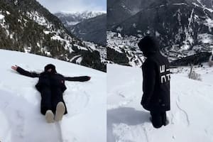 Franco Colaptino se tiró en la nieve para jugar y asustó a sus seguidores con la fuerte caída