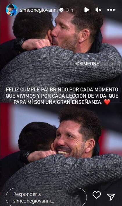 El saludo de cumpleaños de Giovanni Simeone para su padre