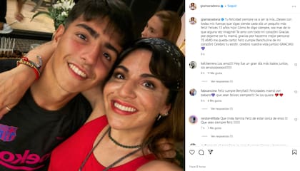 El saludo de Giannina Maradona para su hijo en su cumpleaños número 15 (Foto: Instagram @giamaradona)