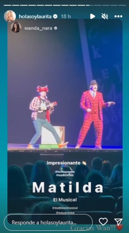 El saludo de Laurita Fernández a Wanda Nara tras su visita al teatro