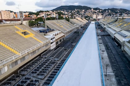 El sambódromo municipal Marqués de Sapucaí, en el centro de Río, que serviría como lugar para agrupar a los hinchas argentinos antes de la final entre Boca y Fluminense