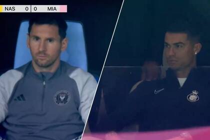 El sano Messi en el banco y el lesionado Cristiano en un palco; con el argentino se dio una situación extraña: en el anuncio de la alineación no figuraba ni entre los suplentes, pero después sí lo estuvo y hasta jugó.