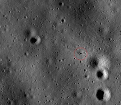 El satélite Lunar Reconnaissance Orbiter (LRO) de la NASA logra captar el lugar de alunizaje del Apolo 14 en una región de la Luna