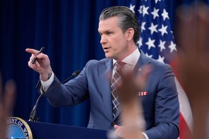 El secretario de Defensa estadounidense Pete Hegseth en conferencia de prensa en el Pentágono en Washington, el 19 de marzo del 2026. (AP foto/Manuel Balce Ceneta)