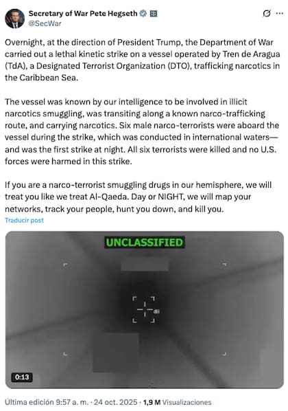 El secretario de Defensa, Pete Hegseth, instruyó el movimiento del Grupo de Ataque del Portaaviones