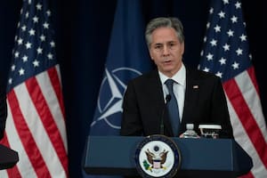 El secretario de Estado Antony Blinken habla durante una conferencia de prensa con el secretario general de la OTAN, Jens Stoltenberg, en el Departamento de Estado, el lunes 29 de enero de 2024, en Washington
(AP Foto/Manuel Balce Ceneta)