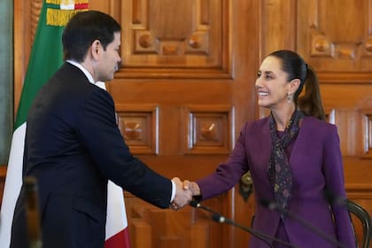 El secretario de Estado de EE.UU. Marco Rubio, se reúne con la presidenta de México, Claudia Sheinbaum, en el Palacio Nacional de la Ciudad de México, el 3 de septiembre de 2025