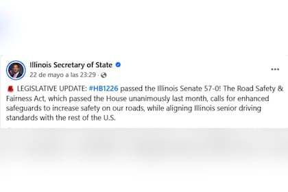 El secretario de Estado de Illinois mencionó la aprobación del proyecto de ley en el Senado