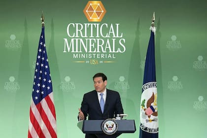 El secretario de Estado, Marco Rubio, en la cumbre de minerales críticos, en Washington.