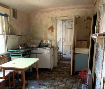 El sector de la cocina se encuentra en total estado de abandono
