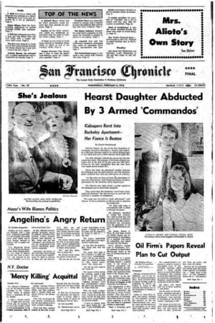 El secuestro de Patty Hearst, en la primera plana del San Francisco Chronicle