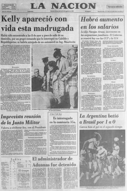 El secuestro de Guillermo Patricio Kelly ocupó la primera plana de gran parte de los periódicos argentinos