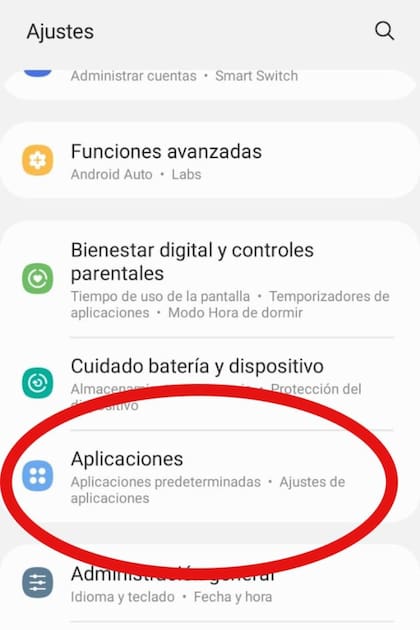 El segundo paso es buscar "Aplicaciones"