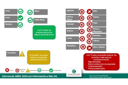 Preocupación: hay 13 economías regionales en rojo 4 El semáforo de las economías regionales de Coninagro