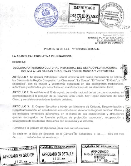 El Senado de Bolivia declaró “patrimonio cultural” de ese país a la chacarera, el gato, el escondido, sus bailes y vestimentas