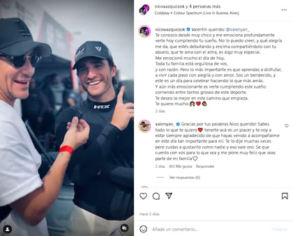 El sentido mensaje de apoyo de Nico Vázquez a Valentín Yan (Foto: Instagram @nicovazquezok)
