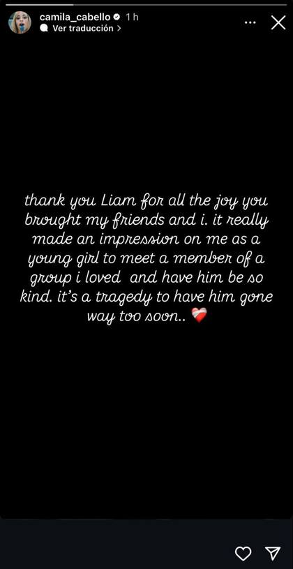 El sentido mensaje de despedida de Camila Cabello a Liam Payne