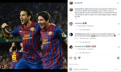 El sentido mensaje de Messi a su amigo Cesc Fàbregas