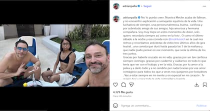 El sentido posteo de Adrián Pallares en Instagram