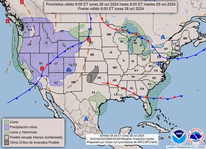 El Servicio Meteorológico Nacional alertó sobre nevadas intensas en las Rocallosas, especialmente en Wyoming, Montana e Idaho