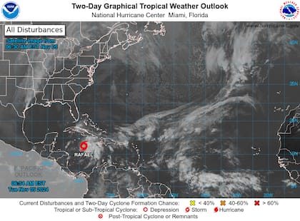 El Servicio Meteorológico Nacional emitió un aviso de tormenta para el sur de Florida ante la posible llegada de Rafael