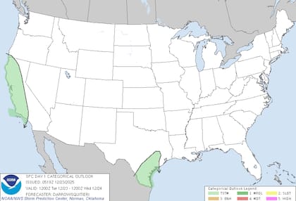 El Servicio Meteorológico Nacional ha elevado el nivel de alerta a Riesgo Alto (nivel cuatro de cuatro) para el sur de California a partir del miércoles, ante la inyección de una pluma de humedad del Pacífico que provocará lluvias torrenciales e inundaciones severas