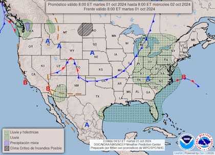 El Servicio Meteorológico Nacional prevé fuertes lluvias y posibilidad de inundaciones repentinas en gran para de la costa este de Estados Unidos