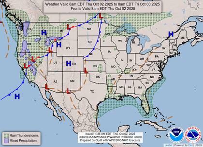 El Servicio Meteorológico Nacional prevé que el litoral atlántico de Florida, Georgia y las Carolinas recibirá precipitaciones frecuentes