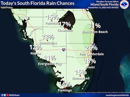 El Servicio Meteorológico Nacional publica el pronóstico de lluvia para el sur de Florida