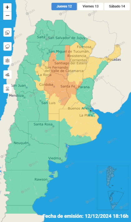 El Servicio Meterológico Nacional advirtió fuertes lluvias y tormentas en la zona central y en el noreste