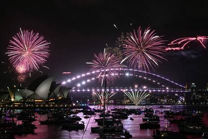 El show de "fuegos artificiales familiares" que se hace frente al Opera House del puerto de Sídney.