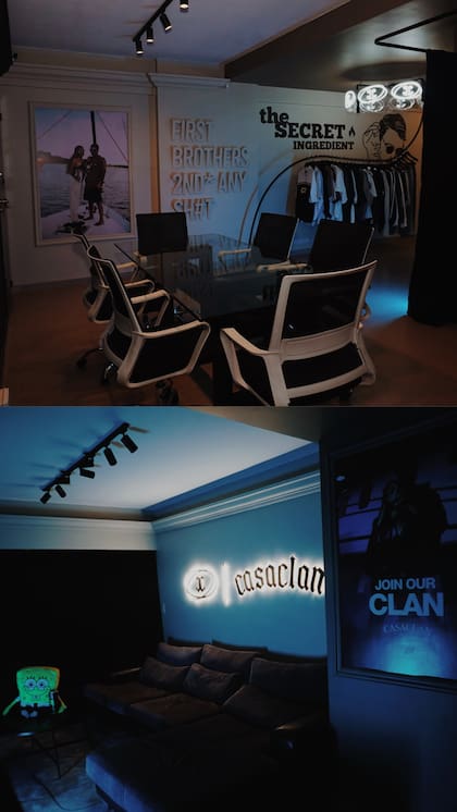 El showroom que armaron en el ex living de la casa familiar