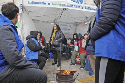 El sindicato bancario fue uno de los gremios que se instalaron frente a la casa de Cristina Kirchner